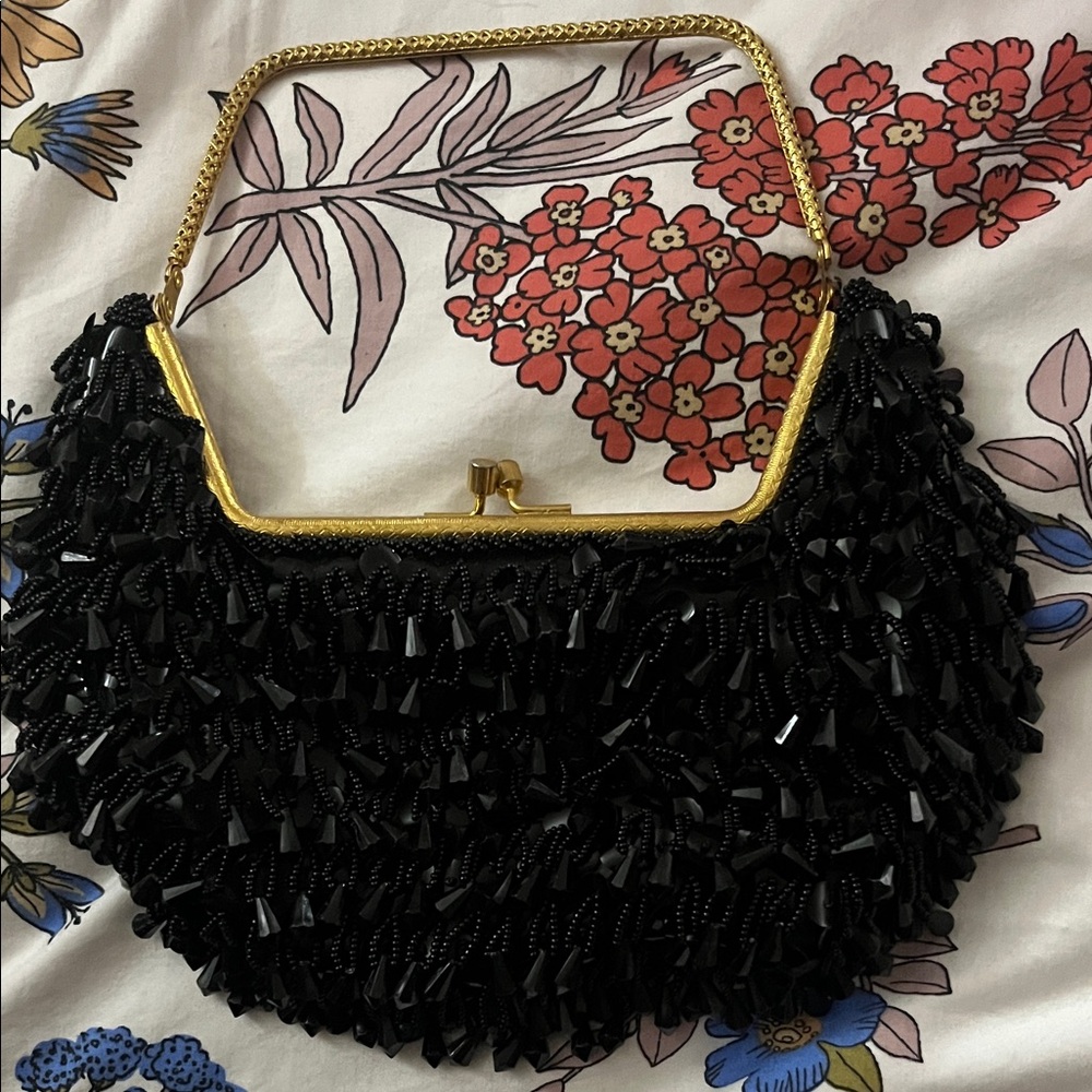 Elegant Black Beaded Women's Bag